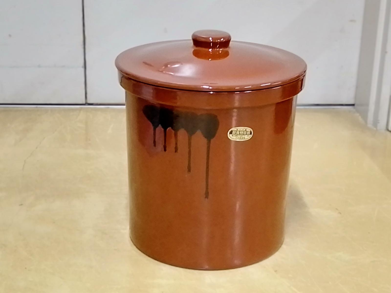 蓋付き寸胴かめ　10号　久松窯